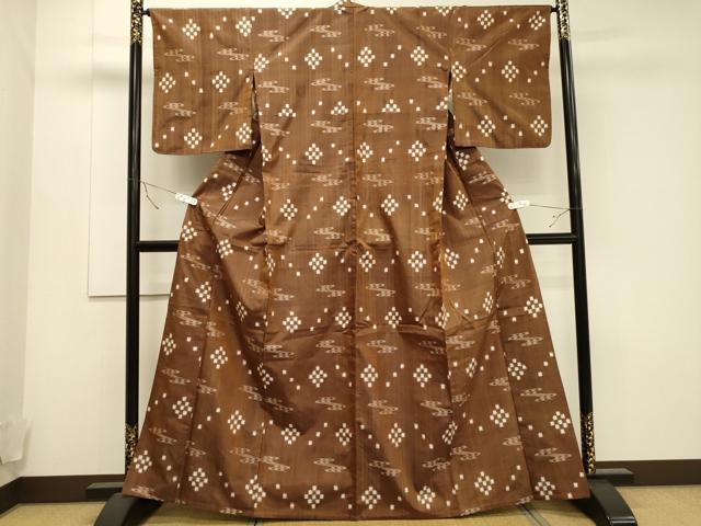 平和屋着物▽本場琉球絣 単衣 吉祥文 正絹 逸品 CAAT9496dy