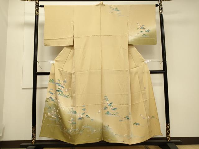 平和屋着物▽訪問着 単衣 友禅 作家物 流水 松竹梅 暈し染め 正絹 逸品 CAAT9501dy