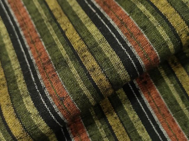 平和屋着物▽上質な紬 単衣 縞 正絹 逸品 CAAT9509dy
