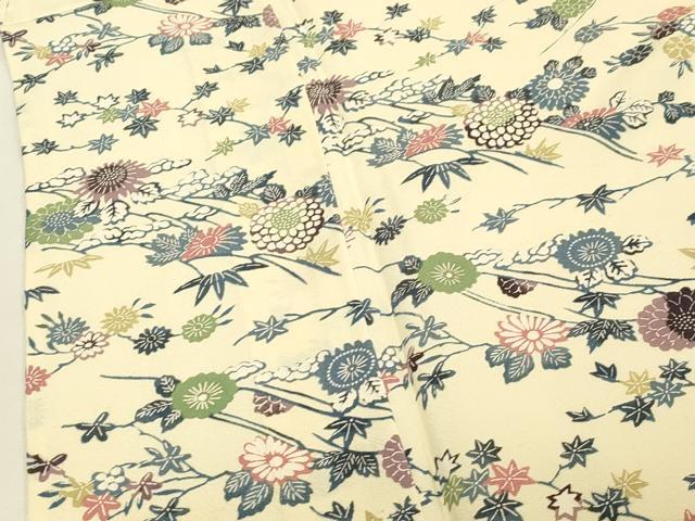 平和屋着物▽上質な小紋 単衣 型染め 草花文 正絹 逸品 CAAT9514dy