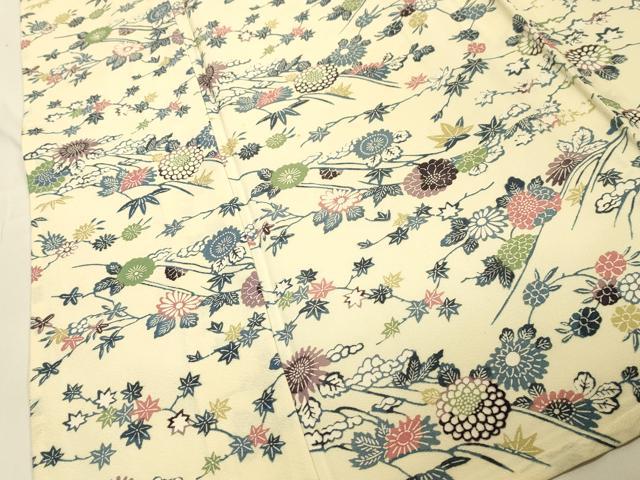 平和屋着物▽上質な小紋 単衣 型染め 草花文 正絹 逸品 CAAT9514dy