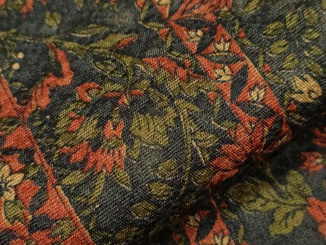 平和屋着物▽上質な小紋 単衣 更紗花間道 正絹 逸品 CAAT9517dy