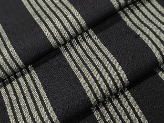平和屋着物▽上質な紬 単衣 縞 正絹 逸品 CAAT9536dy