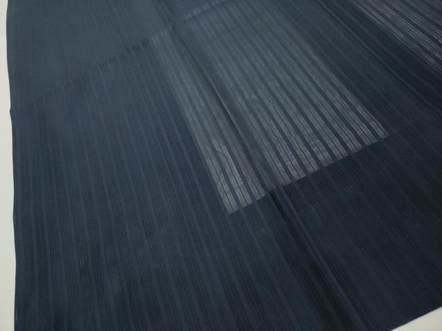 平和屋着物▽道行コート スリーシーズン 春夏秋 塵除け 縞紋紗 濃紺地 ロング丈 正絹 逸品 CAAT9543dy