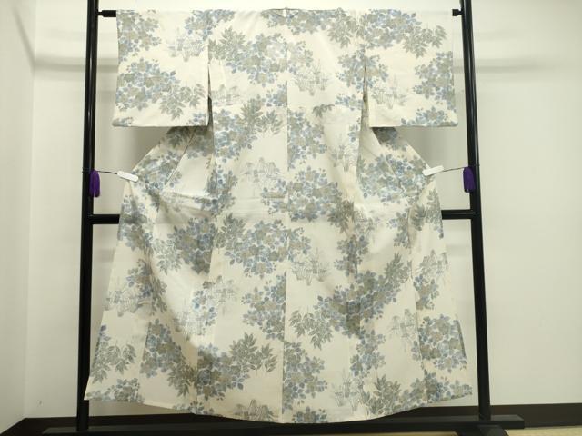 平和屋着物*夏物 小千谷紬 紗 草花文 正絹 逸品 CAAT9969gh