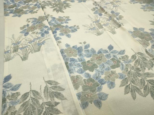 平和屋着物*夏物 小千谷紬 紗 草花文 正絹 逸品 CAAT9969gh