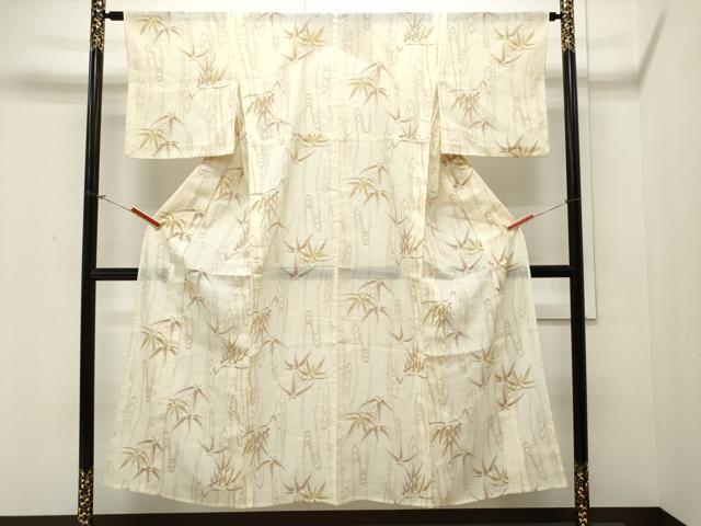 平和屋着物*夏物 小紋 紗 流水笹文 CAAU0067ev
