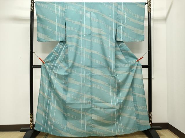 平和屋着物▽小紋 単衣 エ霞吉祥文 洗える着物 CAAU0112ev