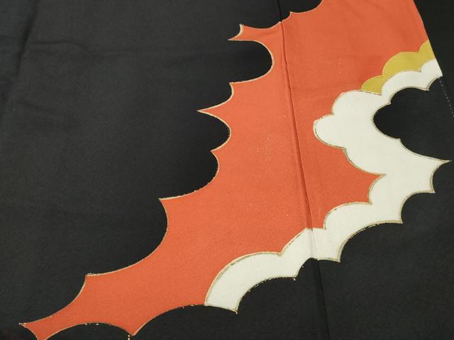 平和屋着物■豪華黒留袖 刺繍 雲重ね飛鶴文 金彩 正絹 逸品 CAAU0683ev
