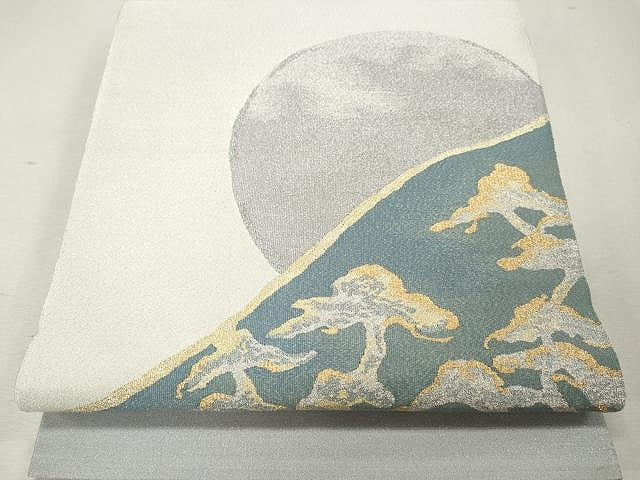 平和屋着物●爪掻き本綴れ 太鼓柄袋帯 満月 枝松文 金銀糸 正絹 逸品 未使用 CAAU1091yk