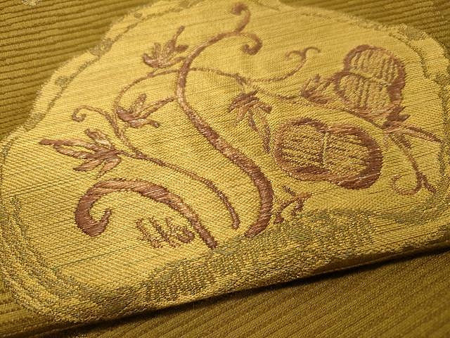 平和屋着物●太鼓柄袋帯 枝花唐草文 金糸 正絹 逸品 CAAU1119yk