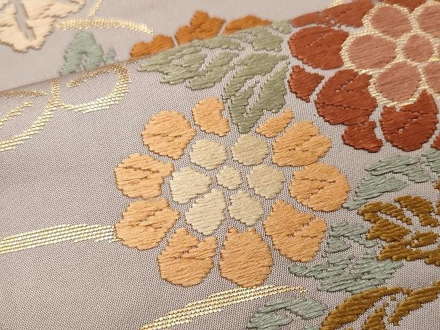 平和屋着物●六通柄袋帯 唐織 舞花文 金糸 正絹 逸品 CAAU1132yk
