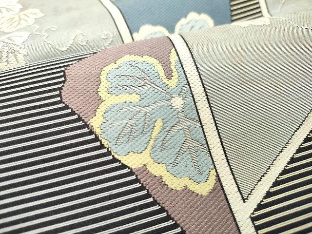 平和屋着物●六通柄袋帯 唐織 葡萄蔦の葉文 金糸 引箔 正絹 逸品 CAAU1153yk