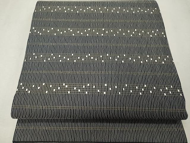 平和屋着物●六通柄袋帯 吉祥文 黒地 金糸 正絹 逸品 CAAU1189yk