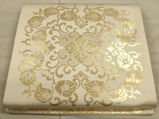 平和屋着物◎六通柄袋帯 唐草文 金糸 正絹 逸品 CAAU1332ft