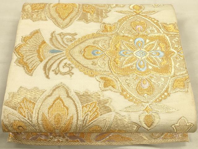 平和屋着物◎六通柄袋帯 正倉院更紗花文 金糸 正絹 逸品 CAAU1338ft