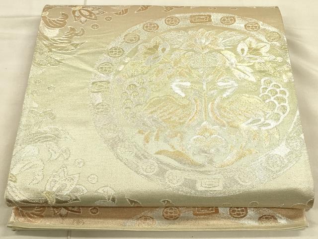 平和屋着物◎六通柄袋帯 更紗花鳥文 金銀糸 正絹 逸品 CAAU1367ft
