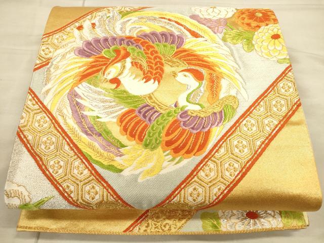 平和屋着物◎六通柄袋帯 正倉院花文 金銀糸 正絹 逸品 CAAU1411ft