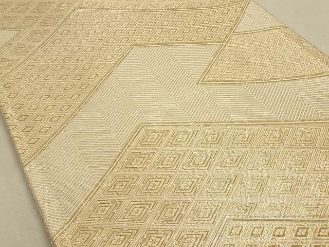平和屋着物◎佐賀錦 六通柄袋帯 幾何学吉祥文 金糸 正絹 逸品 CAAU1566ft