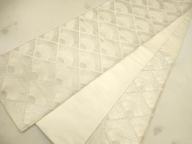 平和屋着物◎六通柄袋帯 菱繋ぎ 銀糸 正絹 逸品 CAAU1593ft