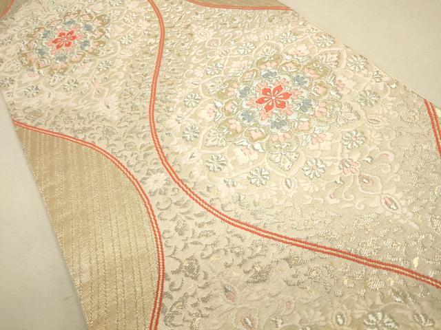 平和屋着物◎六通柄袋帯 立涌花文 金銀糸 正絹 逸品 CAAU1596ft