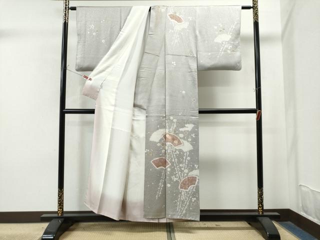 平和屋着物●創業460年・千總 訪問着 駒刺繍 絞り 地紙枝花文 金彩 高島屋扱い 正絹 逸品 CAAU1611yc