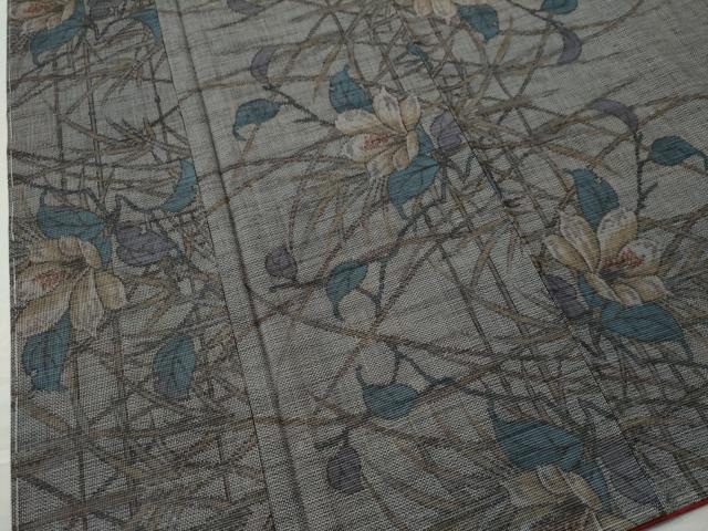 平和屋着物●本場大島紬 7マルキ 草花文 正絹 逸品 CAAU1635yc