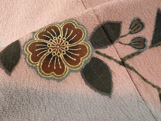 平和屋着物●訪問着 松皮菱枝花文 暈し染め 金彩 正絹 逸品 CAAU1645yc