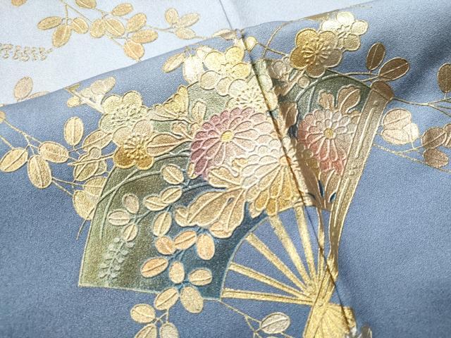 平和屋着物●金彩友禅 卓越技能者・名工・和田光正 訪問着 御所車扇面菊花文 暈し染め 金彩 正絹 逸品 CAAU1659yc