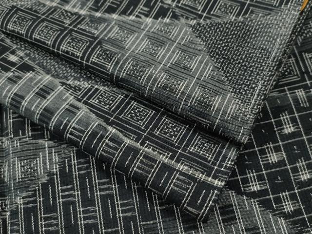 平和屋着物●上質な紬 吉祥文 黒地 正絹 逸品 CAAU1731yc