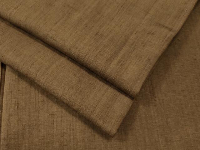 平和屋着物●結城紬 色無地 枯茶色 正絹 逸品 CAAU1810yc