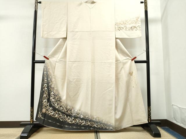 平和屋着物●螺鈿工芸作家 佐野正喜 訪問着 更紗葡萄人物花唐草文 暈し染め 金彩 正絹 逸品 CAAU1819yc