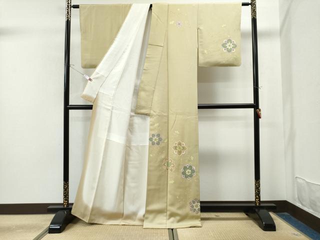 平和屋着物●訪問着 作家物 駒刺繍 枝花文 金彩 正絹 逸品 CAAU1824yc