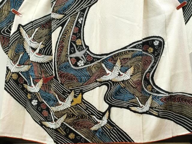 平和屋着物●豪華振袖 総絞り 飛鶴吉祥花文 金銀彩 正絹 逸品 CAAU1829yc