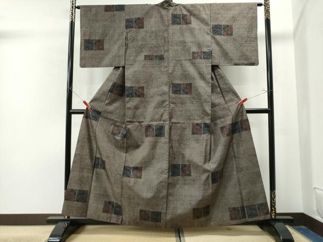 平和屋着物●本場大島紬 9マルキ 色紙草花文 正絹 逸品 CAAU1831yc