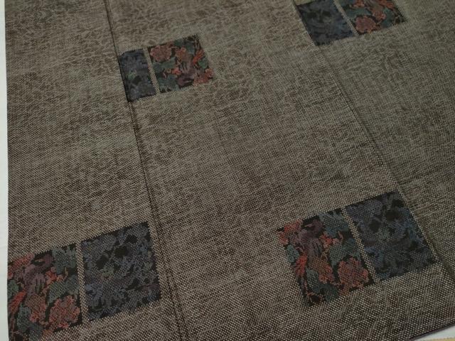 平和屋着物●本場大島紬 9マルキ 色紙草花文 正絹 逸品 CAAU1831yc