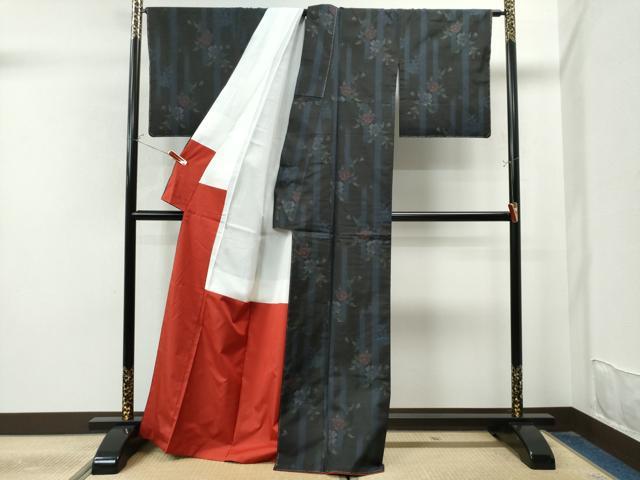 平和屋着物●本場大島紬 アンサンブル 草花文 本場大島紬美幸謹製 証紙付き 正絹 逸品 未使用 CAAU1842yc