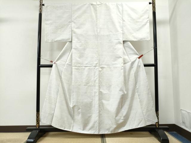 平和屋着物●本場大島紬 白大島 霞舞花文 正絹 逸品 CAAU1887yc
