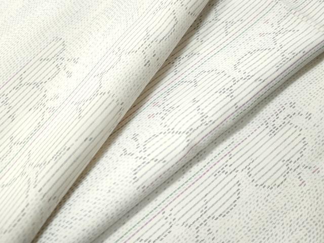 平和屋着物●本場大島紬 白大島 霞舞花文 正絹 逸品 CAAU1887yc