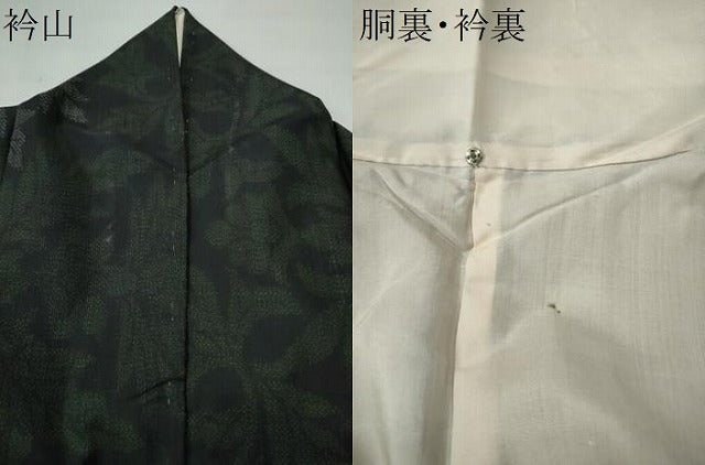 平和屋着物●上質な紬 草花文 黒地 正絹 逸品 CAAU1915yc