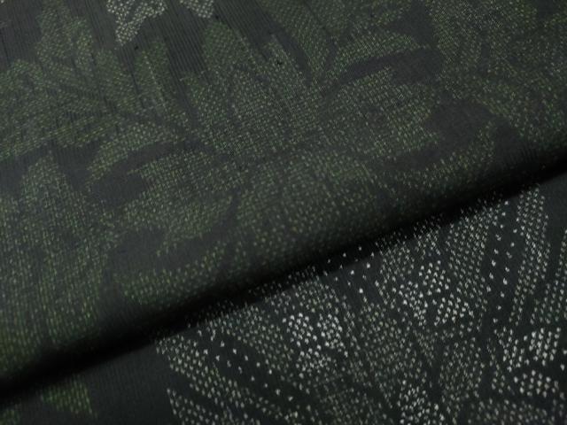 平和屋着物●上質な紬 草花文 黒地 正絹 逸品 CAAU1915yc