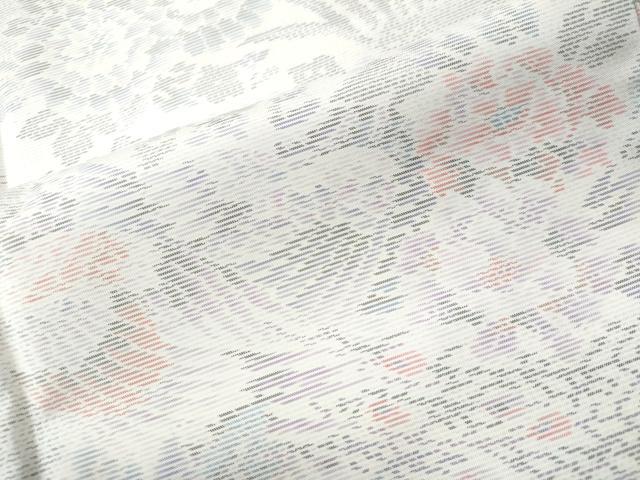 平和屋着物●都喜ヱ門 本場大島紬白大島 孔雀草花文 藤絹織物謹製正絹 逸品 未使用 CAAU1927yc