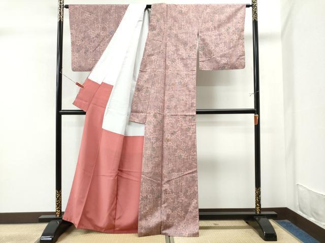 平和屋着物●上質な紬 草花文 正絹 逸品 CAAU1931yc