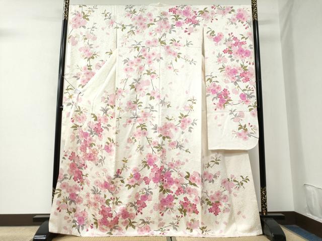 平和屋着物●豪華振袖 駒刺繍 枝桜文 金彩 正絹 逸品 CAAU2070yc