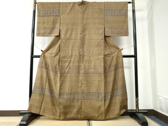 平和屋着物●訪問着 生紬 壁画文様 正絹 逸品 CAAU2088yc