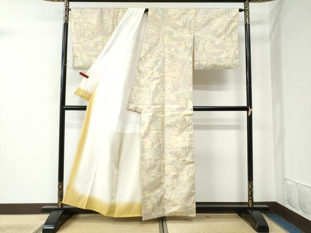 平和屋着物●本場大島紬 7マルキ 霞遠山樹林文 正絹 逸品 CAAU2133yc