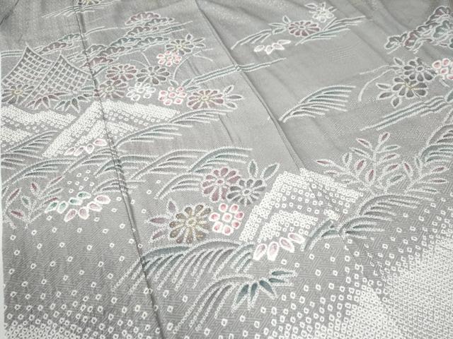 平和屋着物●訪問着 絞り 浜松花文 金銀彩 正絹 逸品 CAAU2380yc