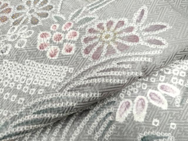 平和屋着物●訪問着 絞り 浜松花文 金銀彩 正絹 逸品 CAAU2380yc