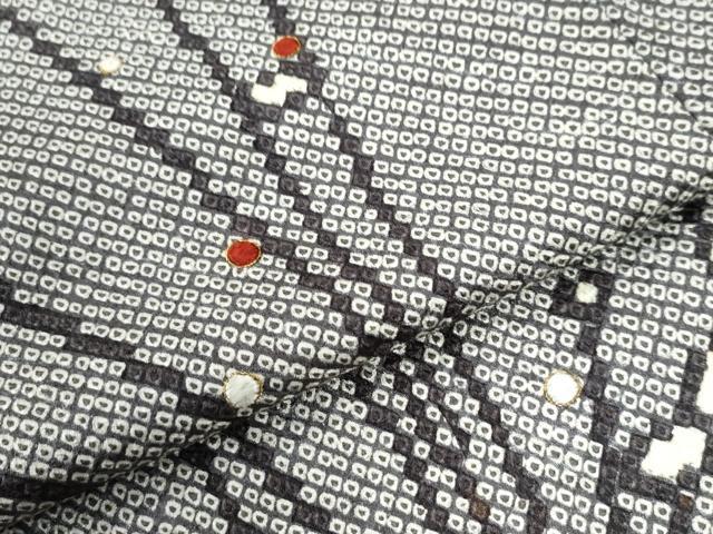 平和屋着物●訪問着 総絞り 刺繍 草花文 金糸 正絹 逸品 CAAU2423yc