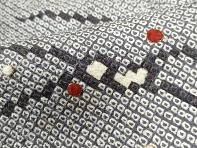 平和屋着物●訪問着 総絞り 刺繍 草花文 金糸 正絹 逸品 CAAU2423yc